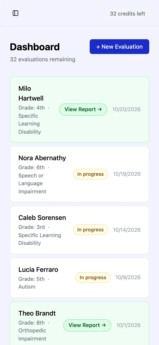 EvAAL dashboard on a phone